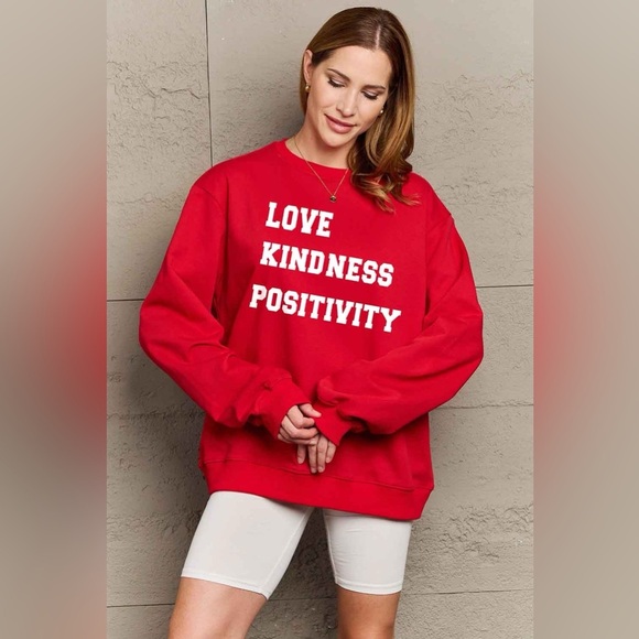 Simply Love LOVE KINDNESS POSITIVITY Graphic Sweatshirt - Picture 1 of 3